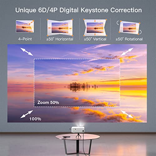 AuKing Projector with WiFi and Bluetooth, 2023 Upgrade Native 1080P 4K Projector Supported, 480 ANSI Outdoor Projector with 100" Screen and Tripod, 400" Home Projector for HDMI/USB/TV Box/Android/iOS