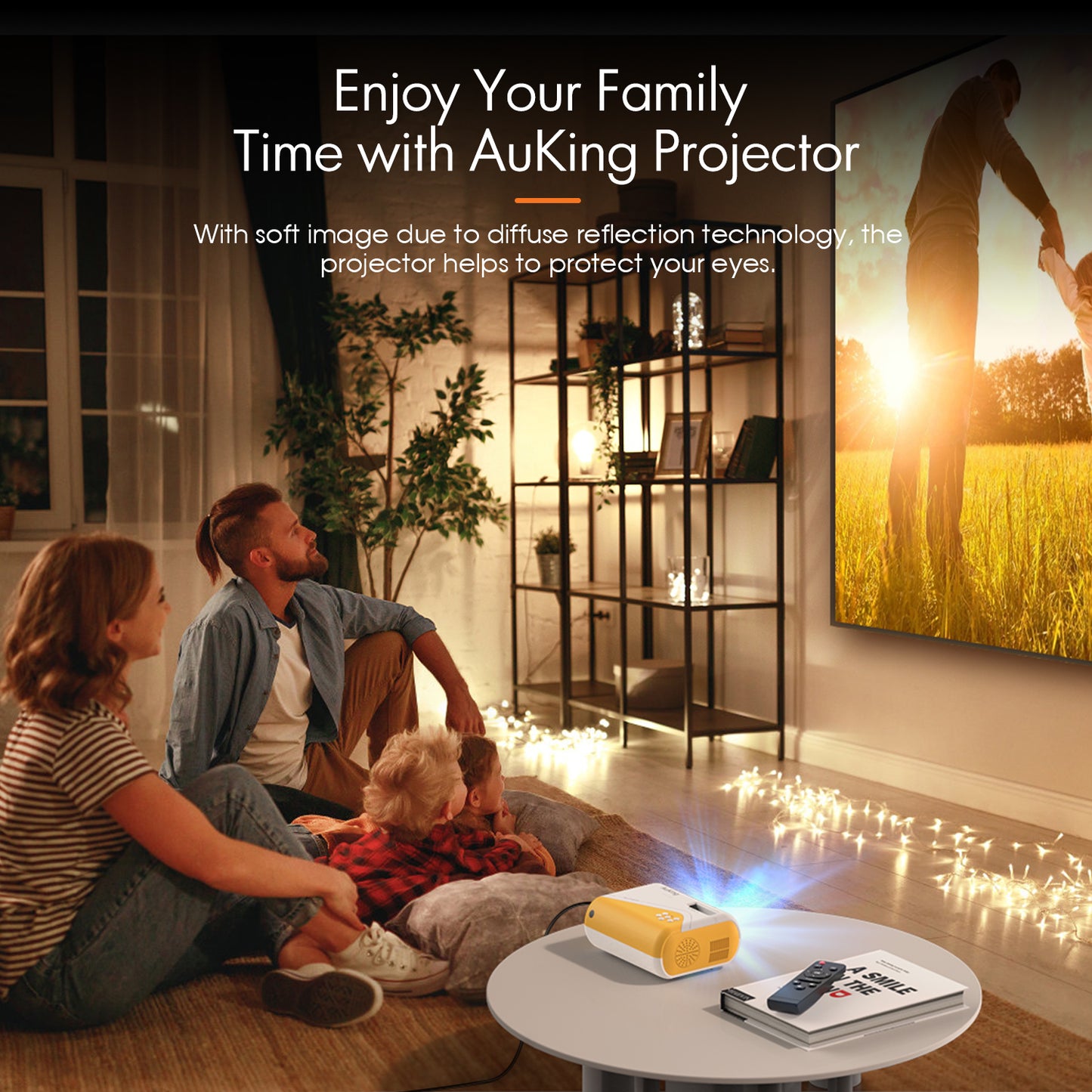 Mini Projector, AuKing 2022 Upgraded 1080P Supported Outdoor Projector, Projector for Outdoor Use Compatible with HDMI, USB, Laptop, iOS and Android Phone